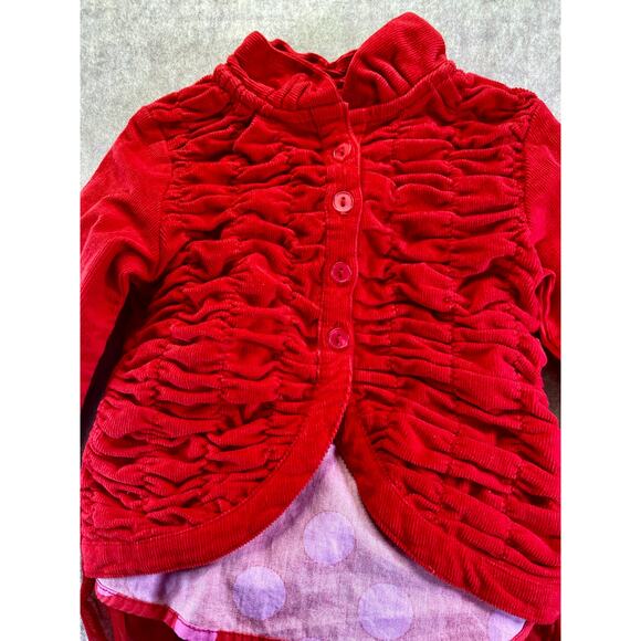 Mustard Pie Red Corduroy Ruffle Button Up Jacket Size 2T - Picture 3 of 5